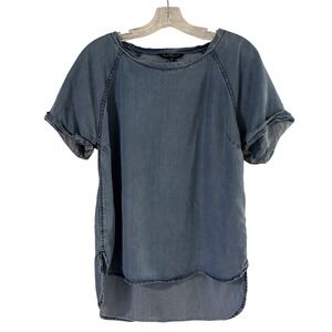 Velvet Heart Blue Cuffed Sleeve‎ Tencel Top